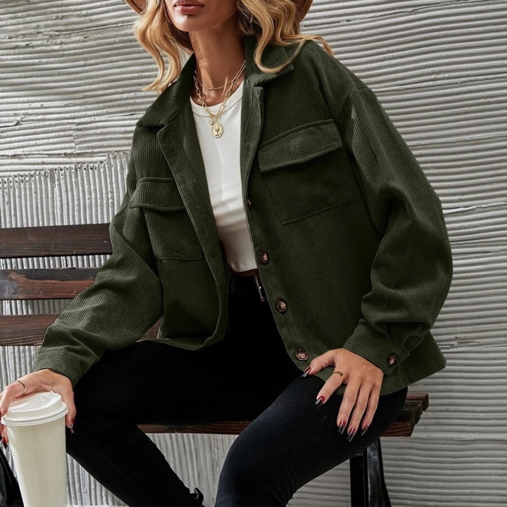 Cozy Button up Corduroy Oversized Jacket Shacket - Picture 8 of 8
